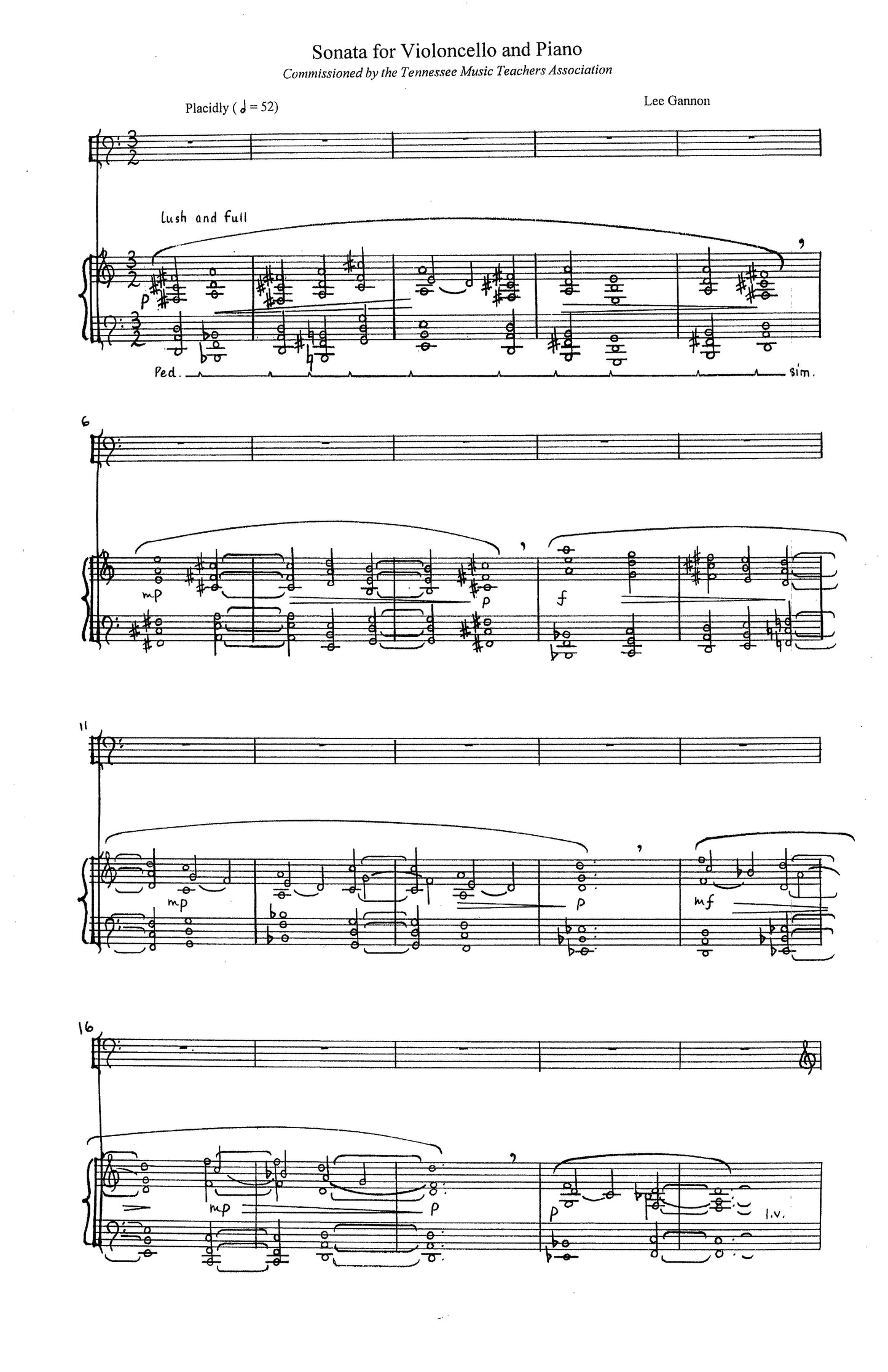 SONATA for Violoncello and Piano