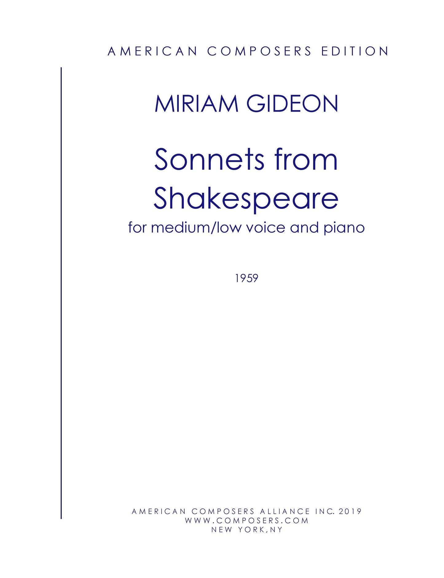 SONNETS FROM SHAKESPEARE- voice and piano