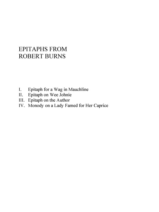 EPITAPHS FROM ROBERT BURNS Low