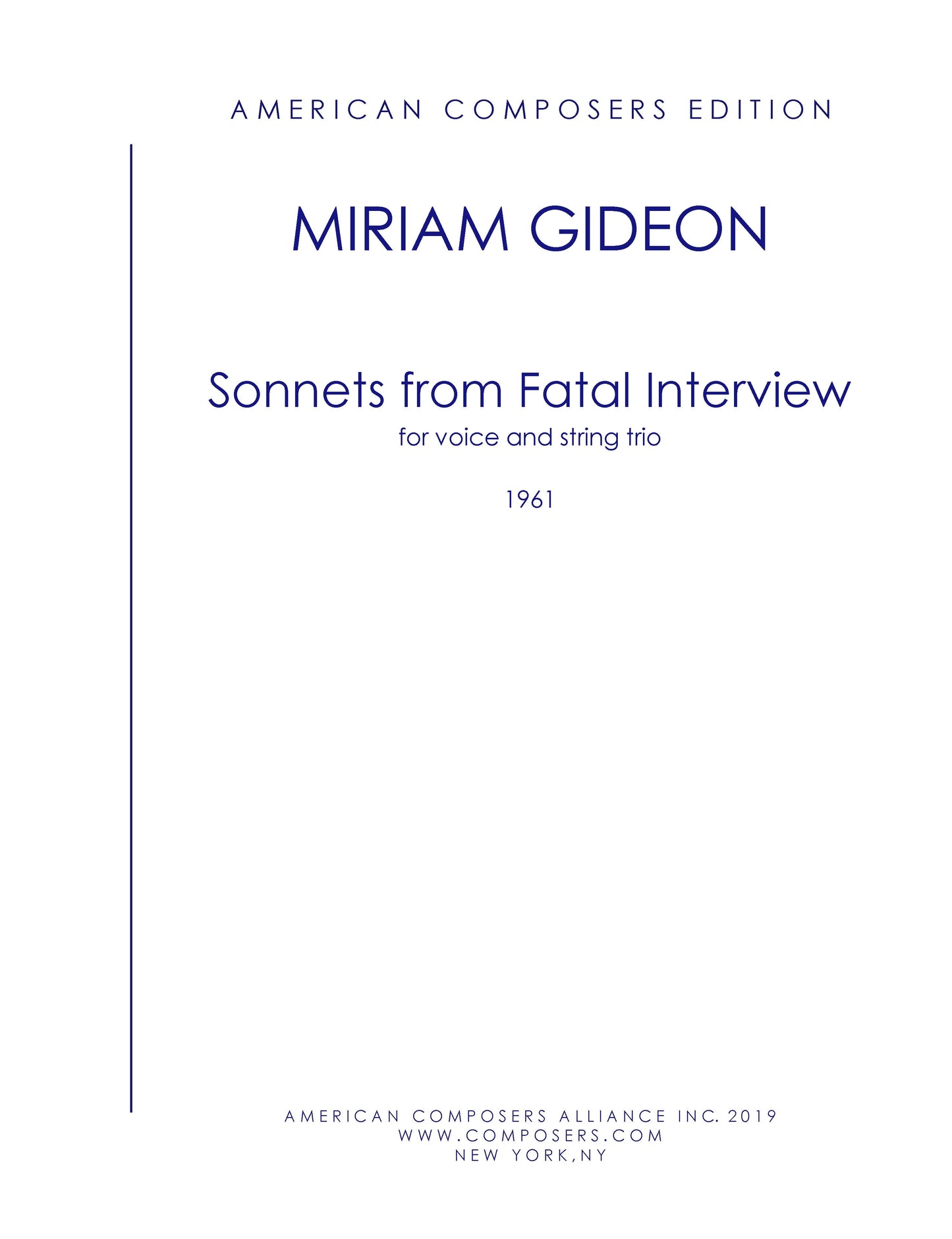 SONNETS FROM FATAL INTERVIEW - voice + string trio version