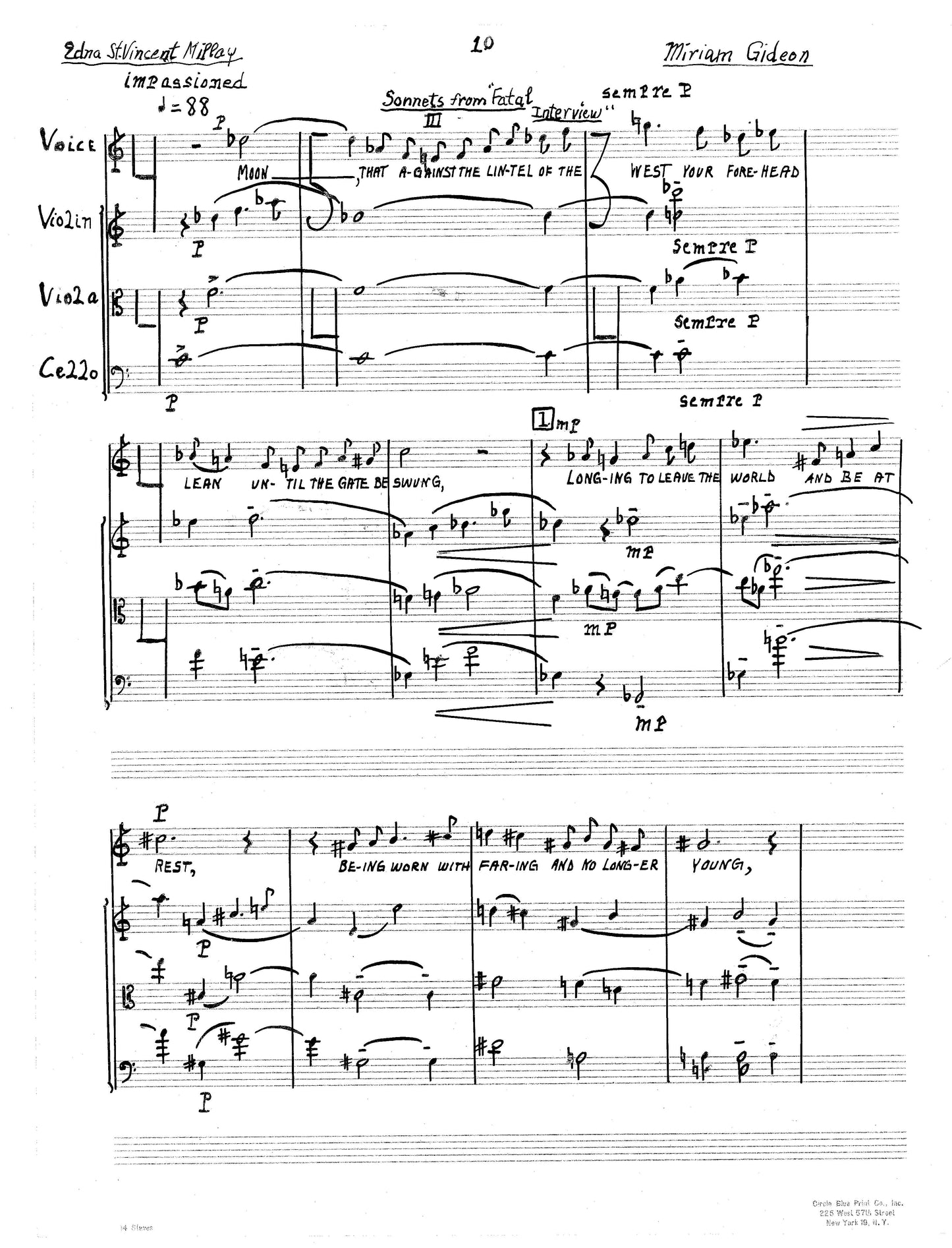 SONNETS FROM FATAL INTERVIEW - voice + string trio version