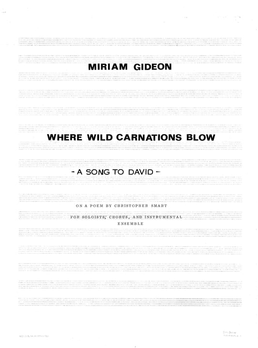 WHERE WILD CARNATIONS BLOW (A Song to David)