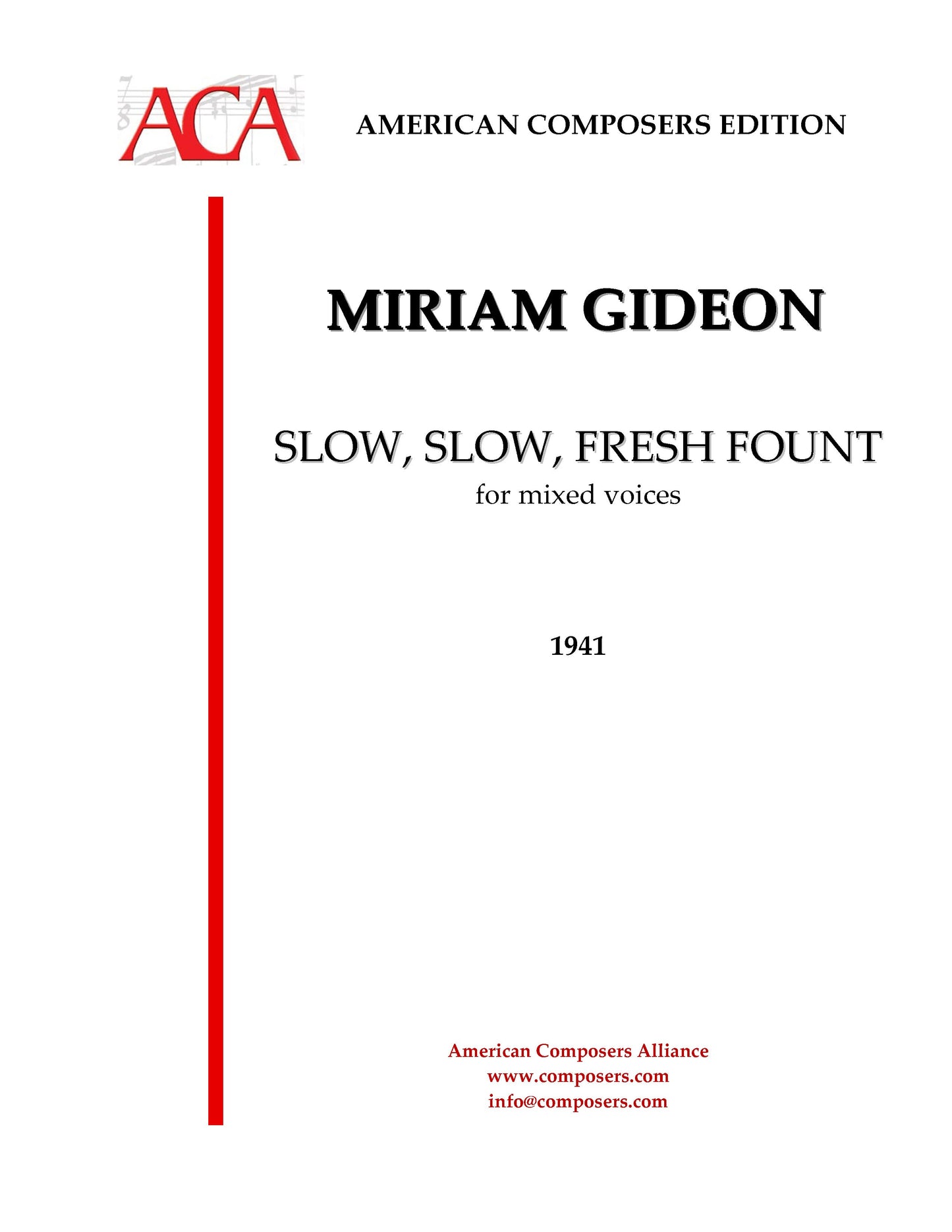 SLOW, SLOW FRESH FOUNT (FOR MIXED CHORUS)