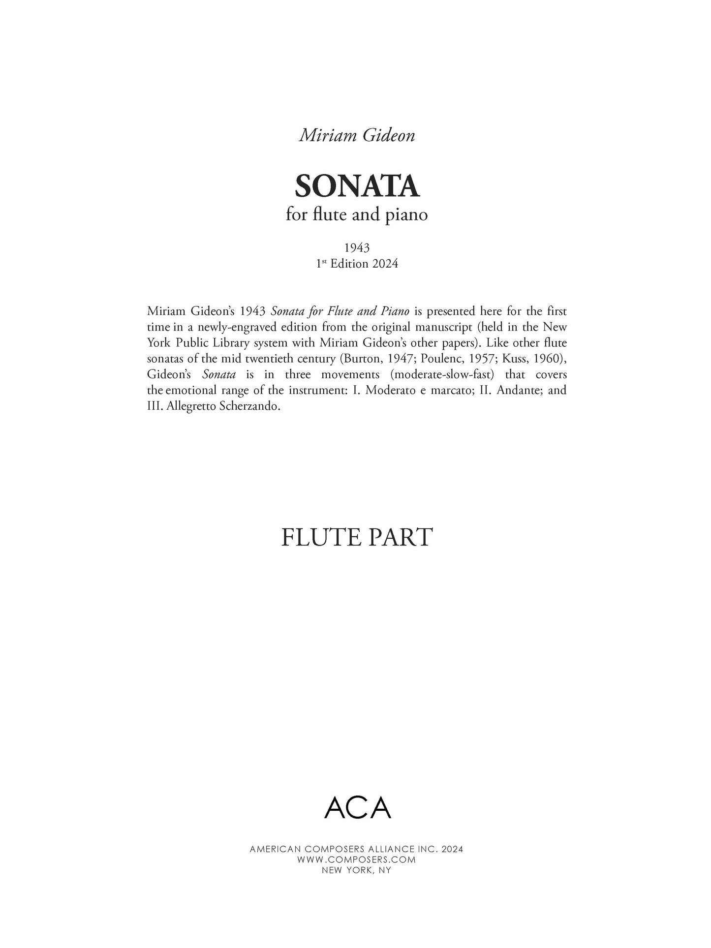 Sonata for Flute and Piano