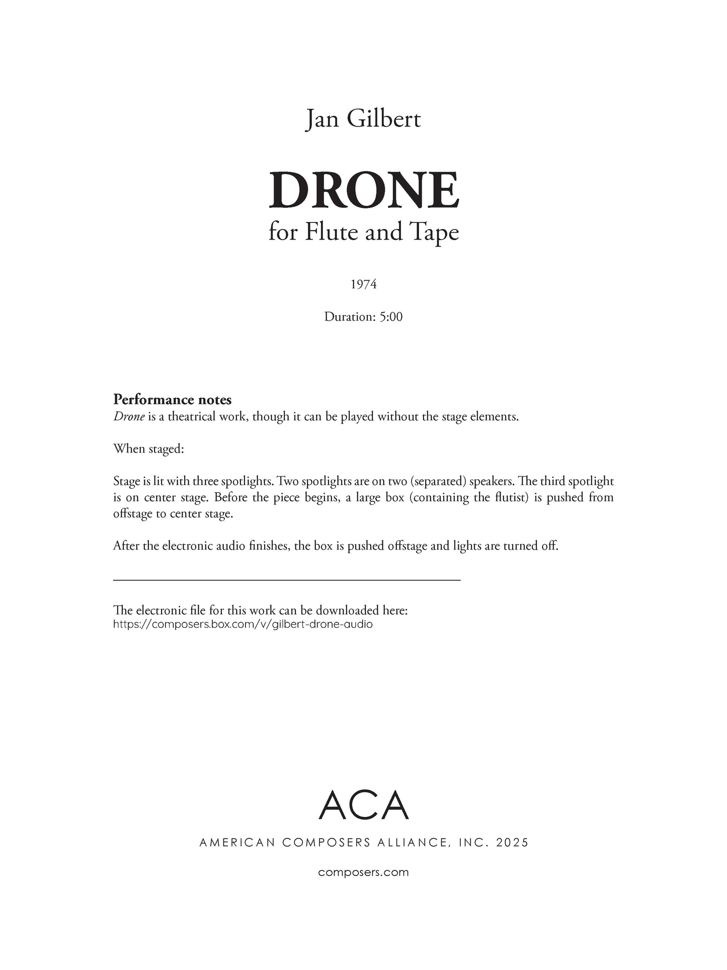 Drone for Flute and Tape