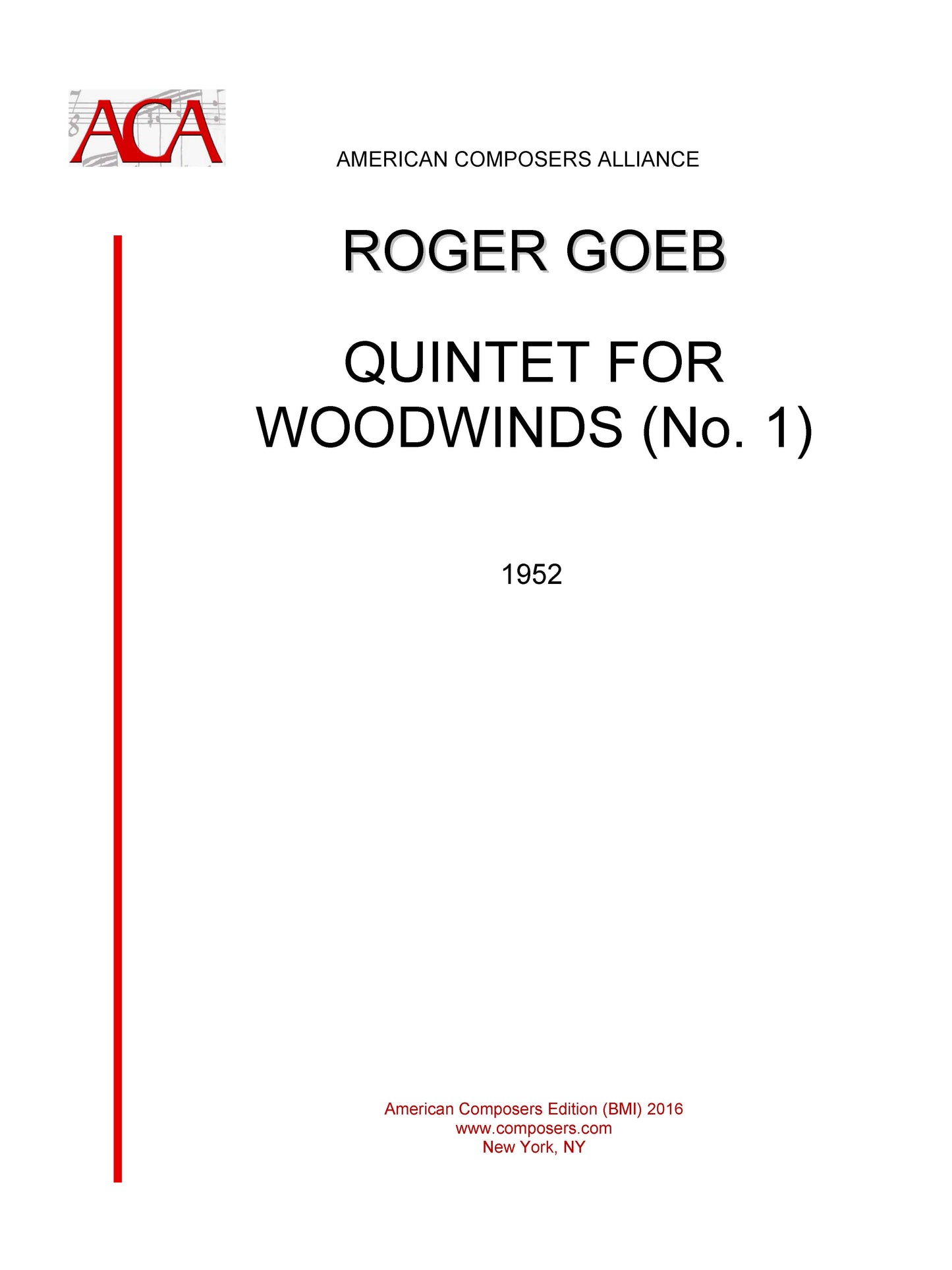 QUINTET FOR WOODWINDS No 1