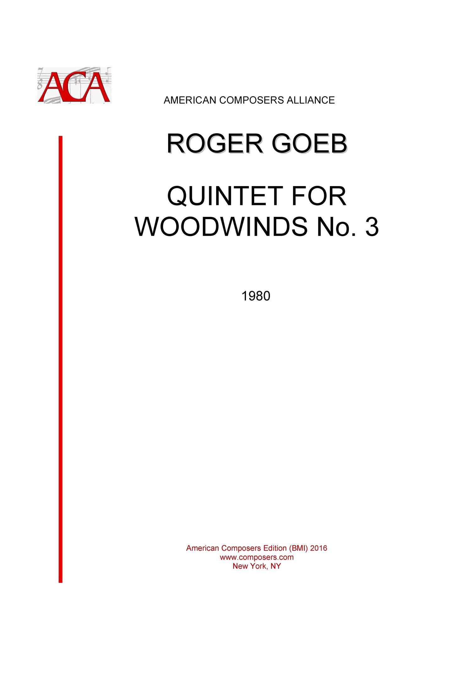 QUINTET FOR WOODWINDS No 3