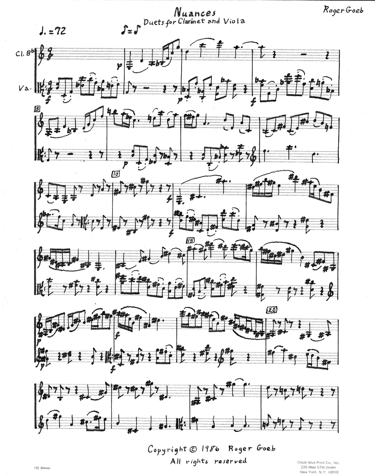 NUANCES FOR CLARINET & VIOLA