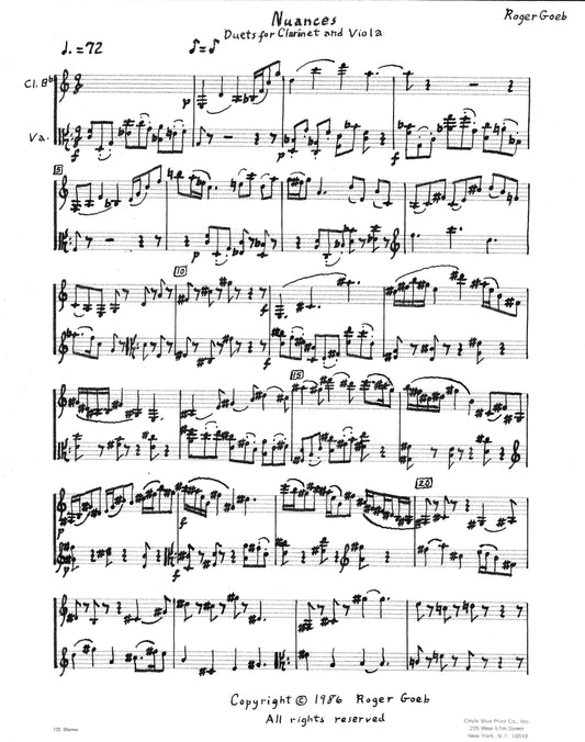 NUANCES FOR CLARINET & VIOLA