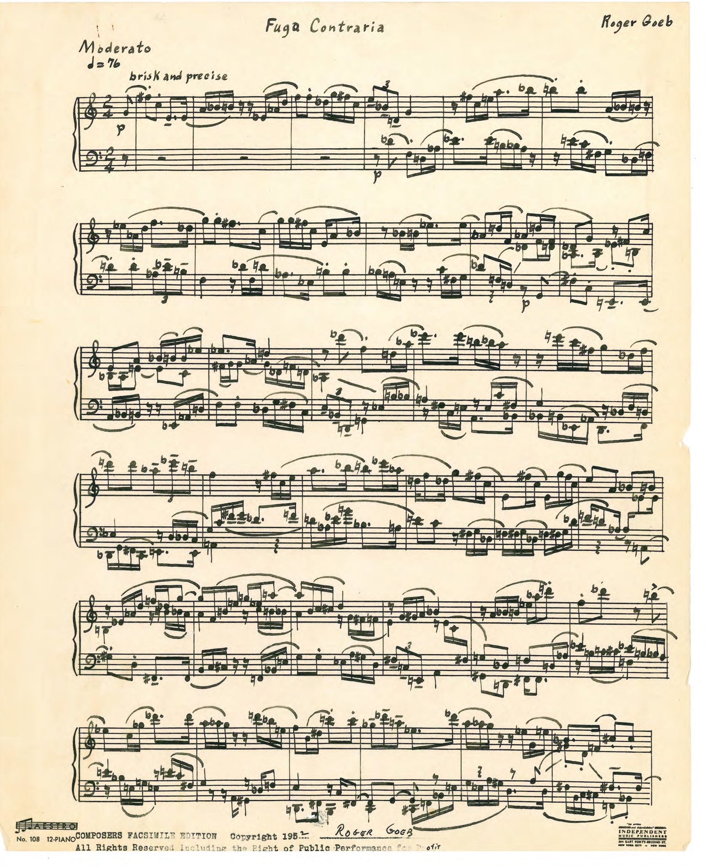 FUGA CONTRARIA (5 CHROMATIC FUGUES)