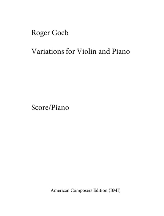 VARIATIONS FOR VIOLIN AND PIANO