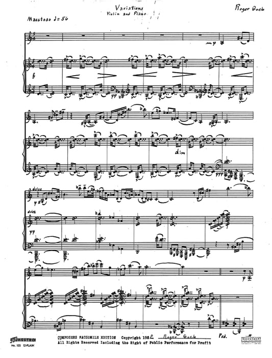 VARIATIONS FOR VIOLIN AND PIANO