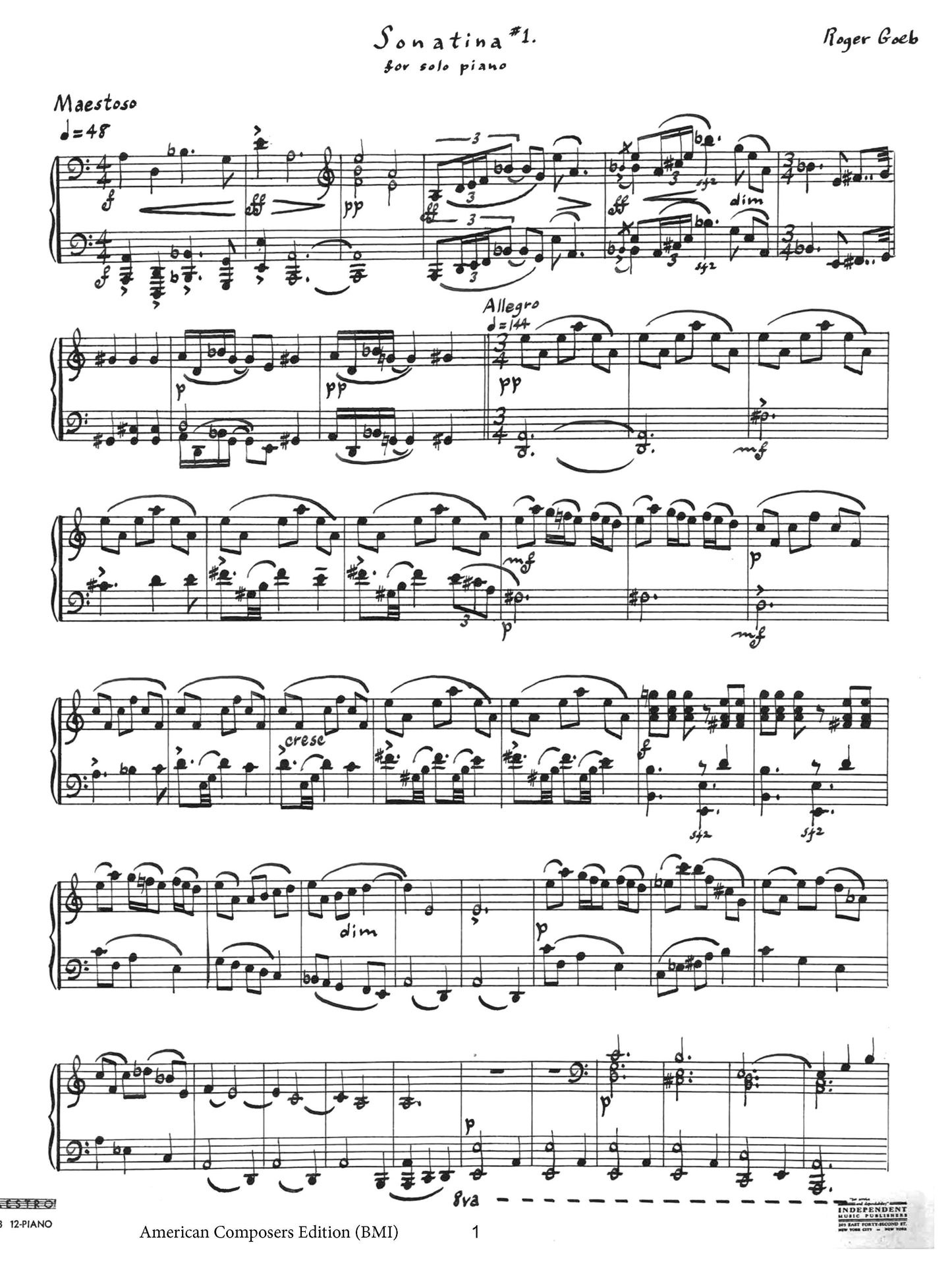 SONATINA No. 1 for piano