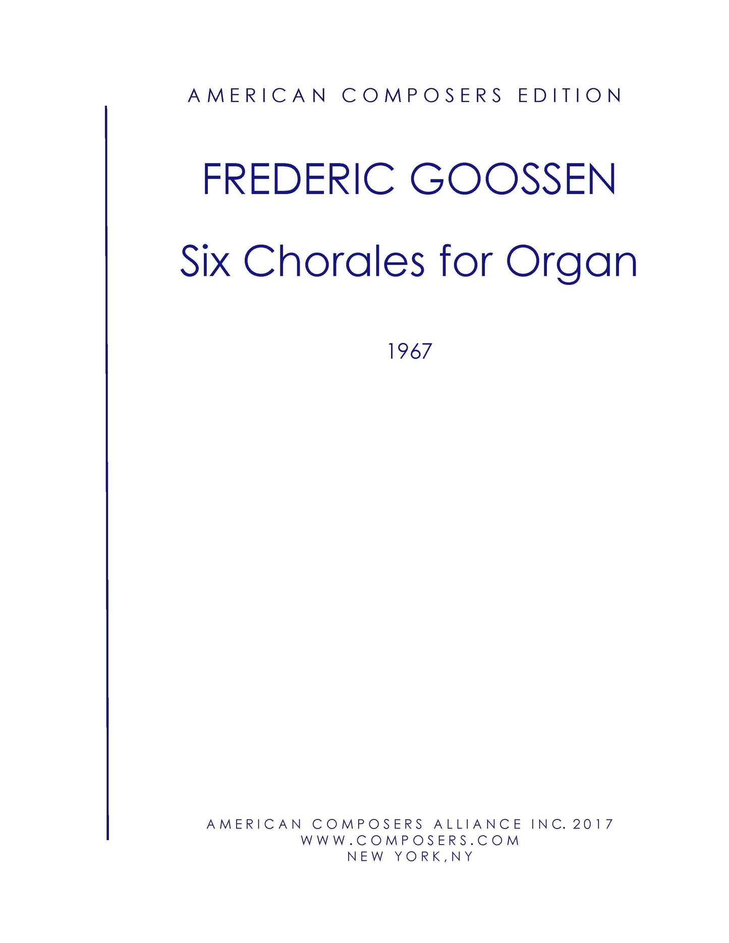 SIX CHORALES FOR ORGAN