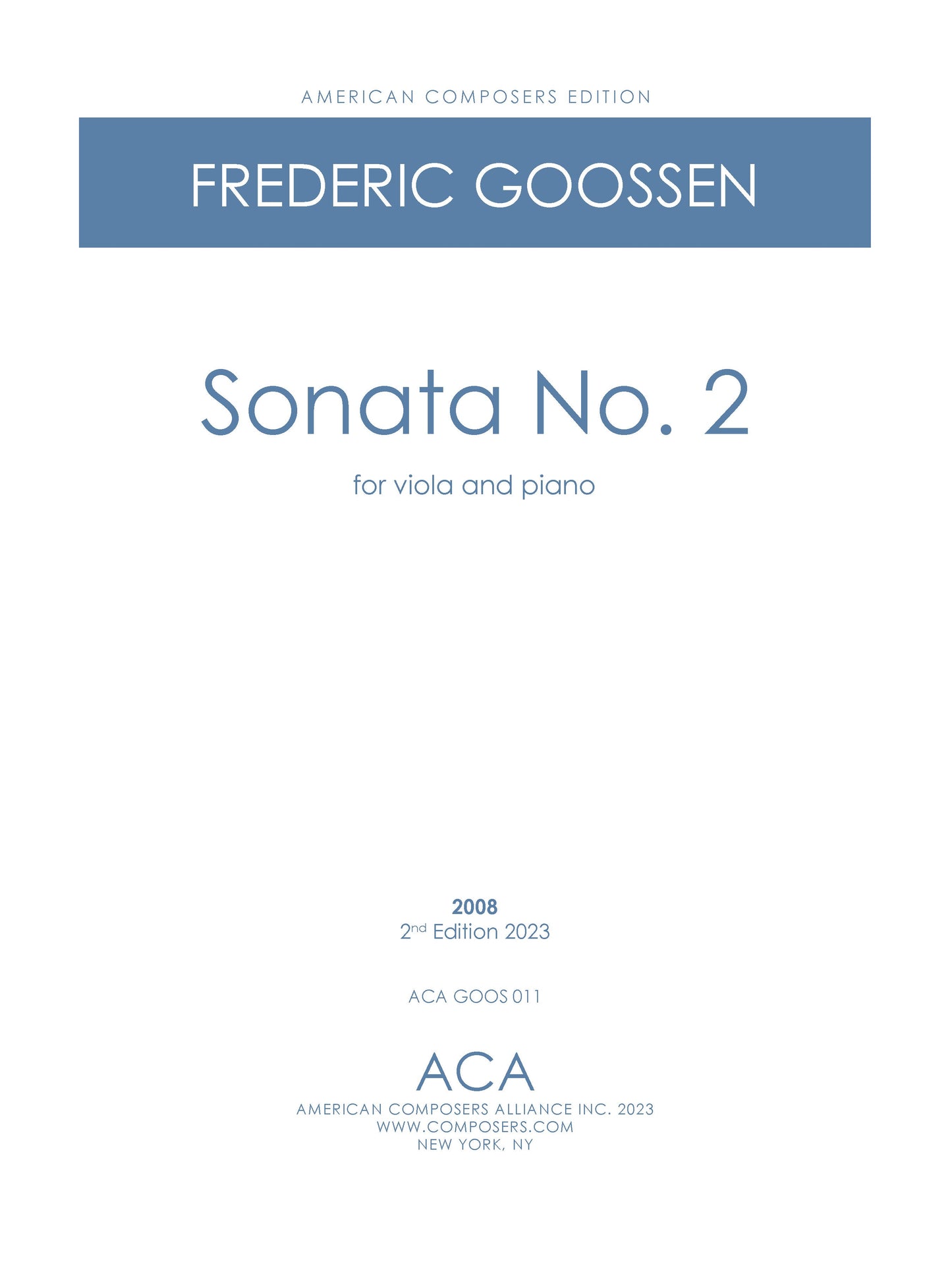 SONATA NO. 2 FOR VIOLA AND PIANO