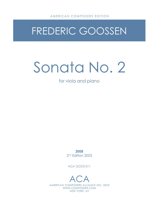 SONATA NO. 2 FOR VIOLA AND PIANO