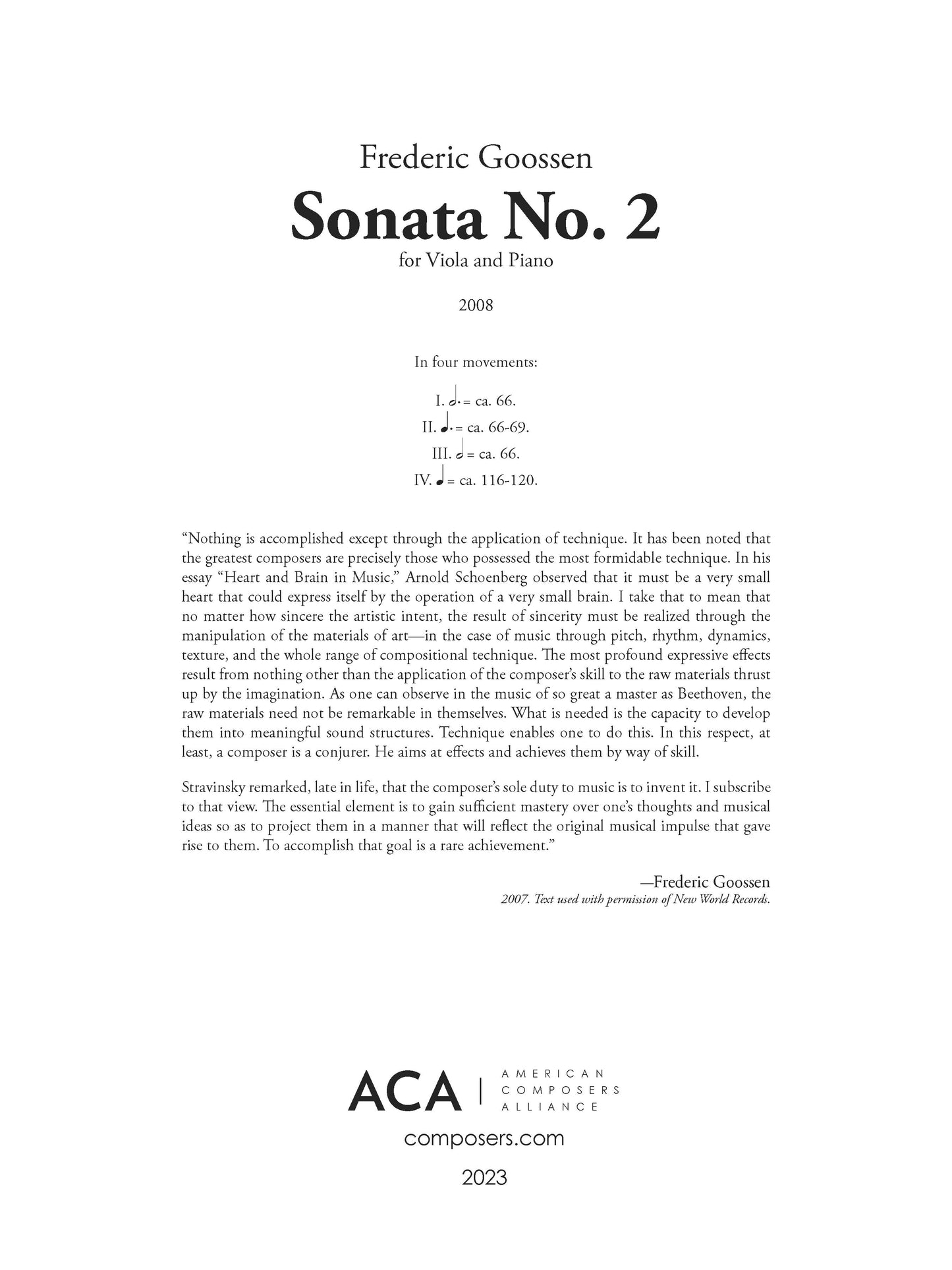 SONATA NO. 2 FOR VIOLA AND PIANO