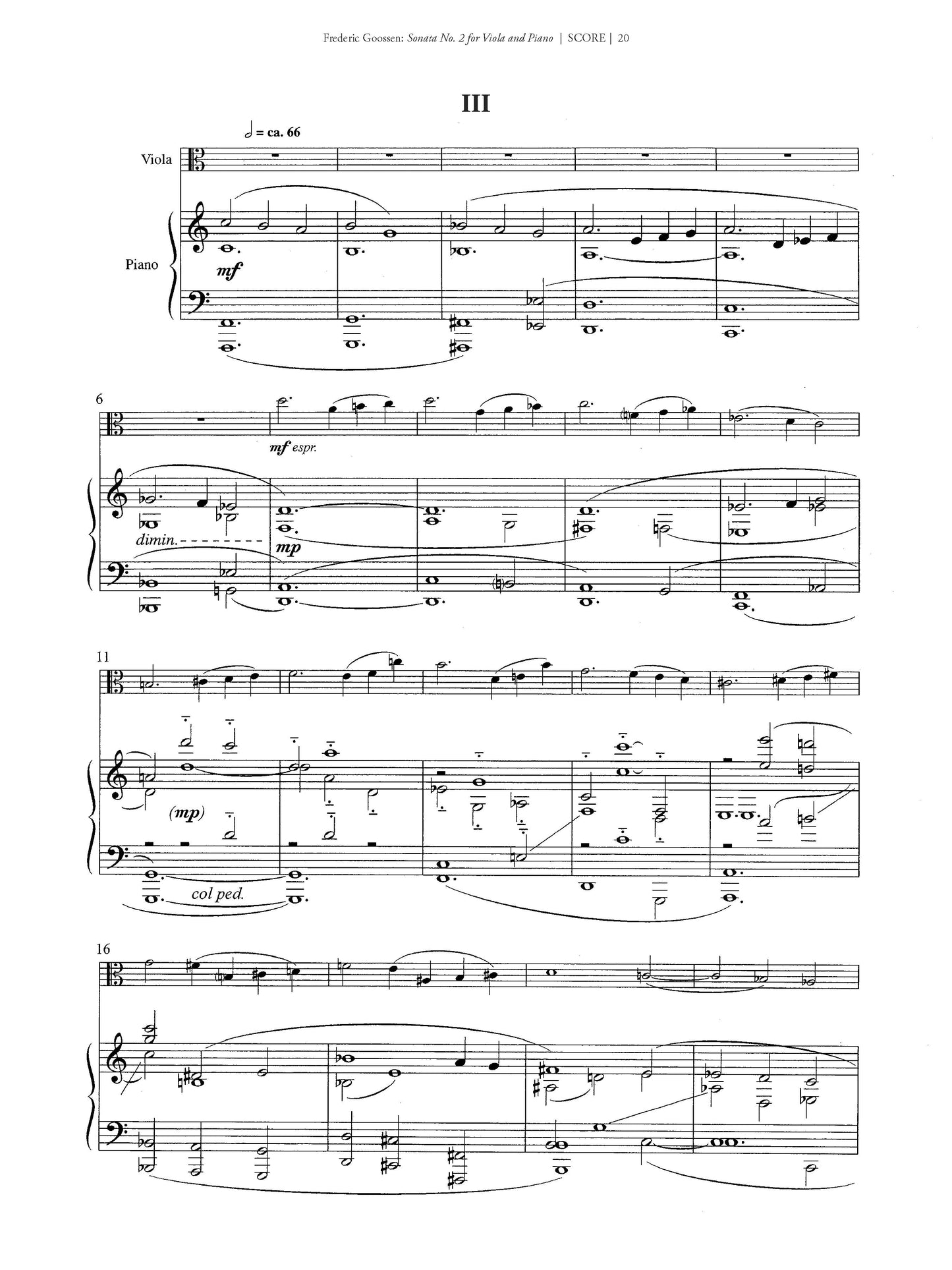 SONATA NO. 2 FOR VIOLA AND PIANO