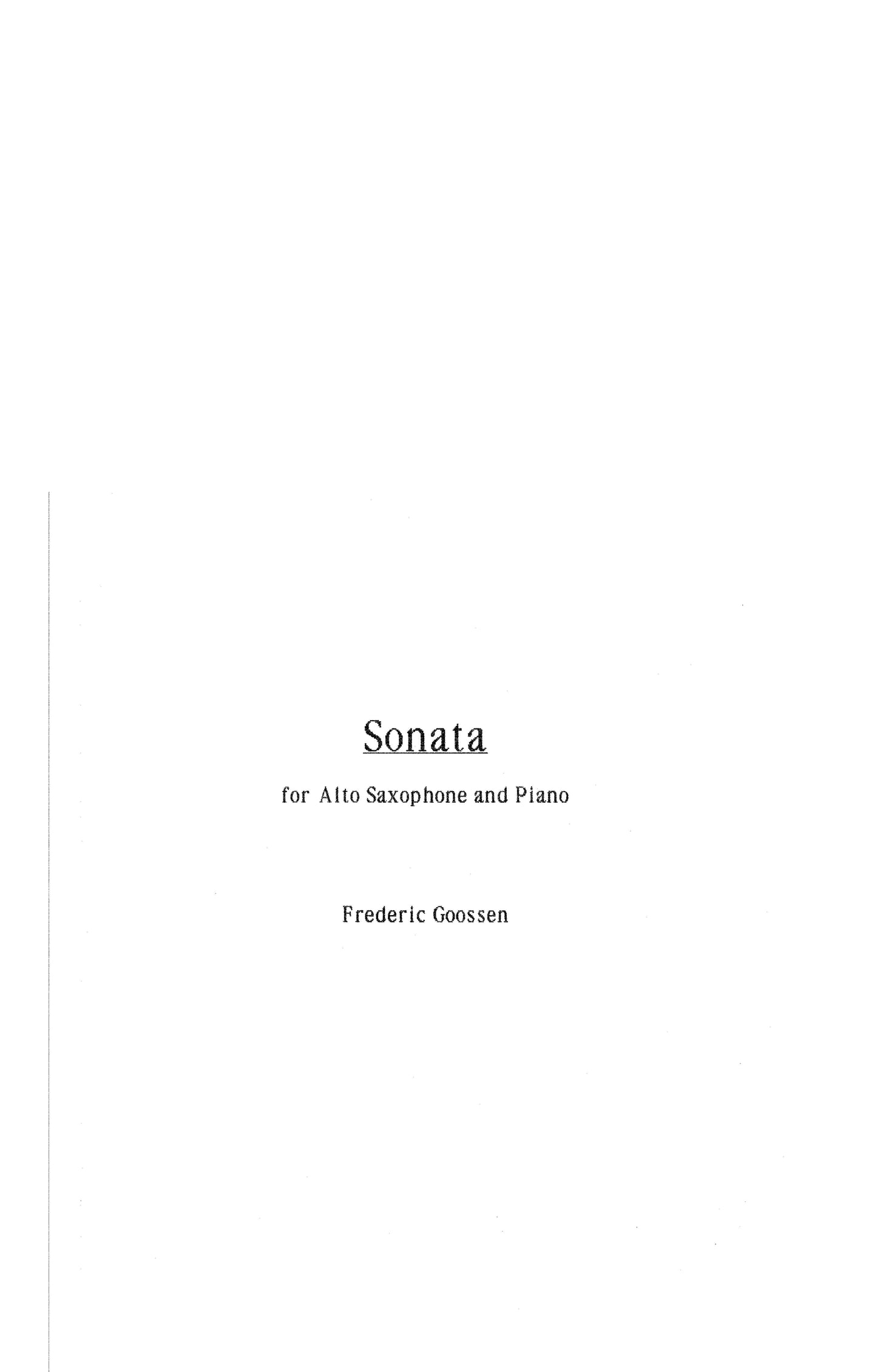 SONATA FOR ALTO SAXOPHONE & PIANO