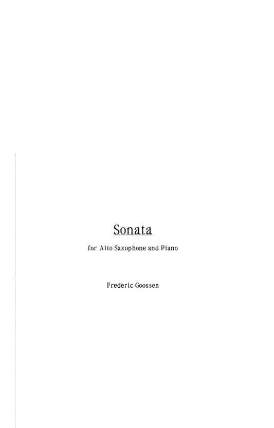 SONATA FOR ALTO SAXOPHONE & PIANO