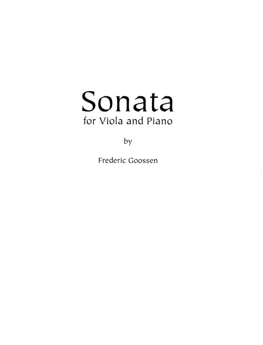 SONATA NO. 1 FOR VIOLA AND PIANO