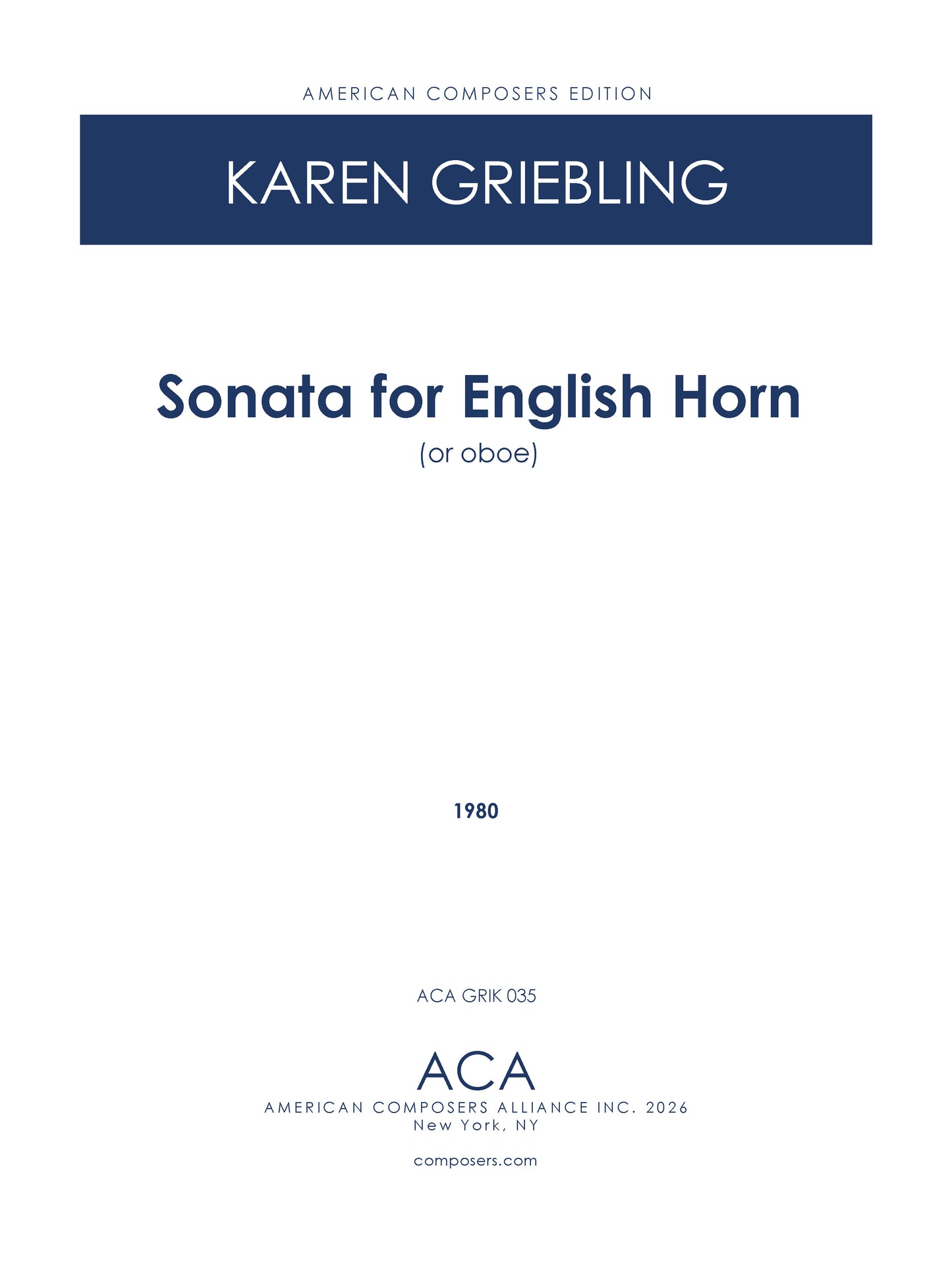 Sonata for English Horn (or Oboe)