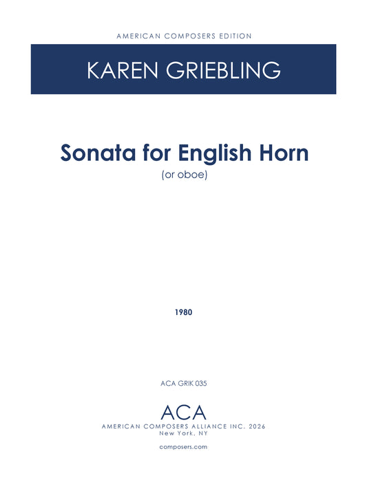 Sonata for English Horn (or Oboe)