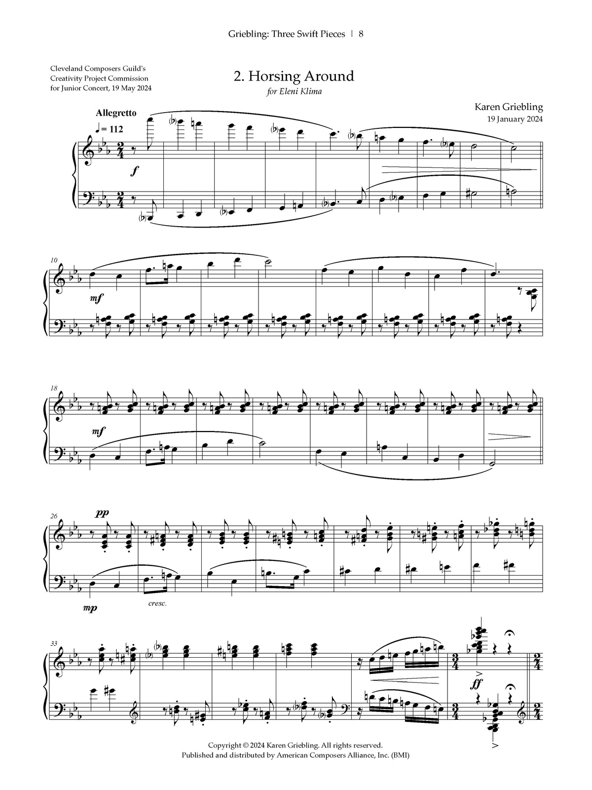 Three Swift Pieces for Young Pianists