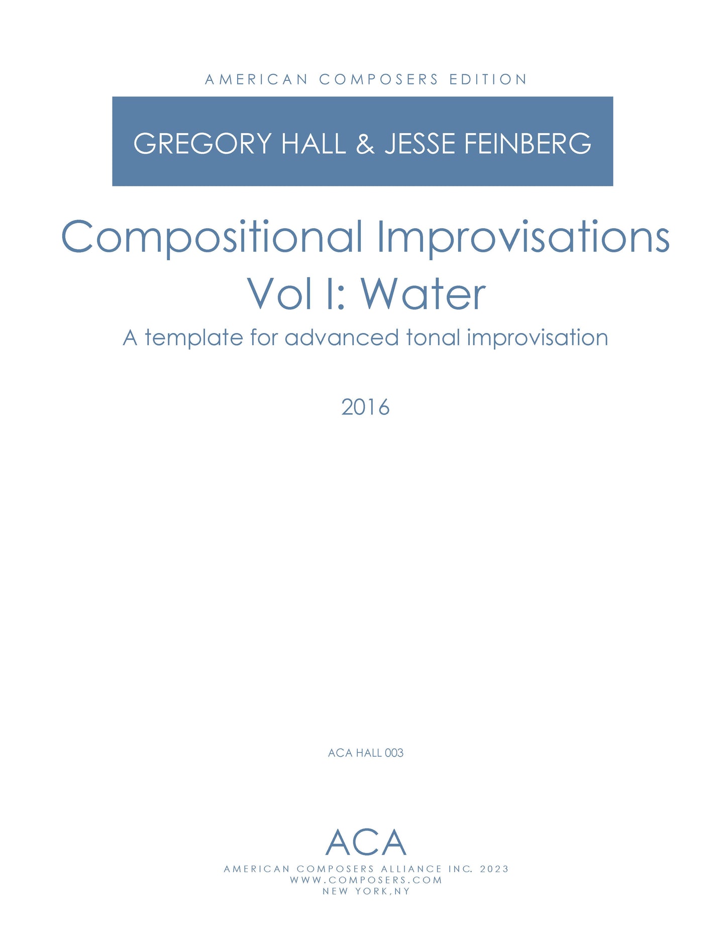 Compositional Improvisations Vol I: Water