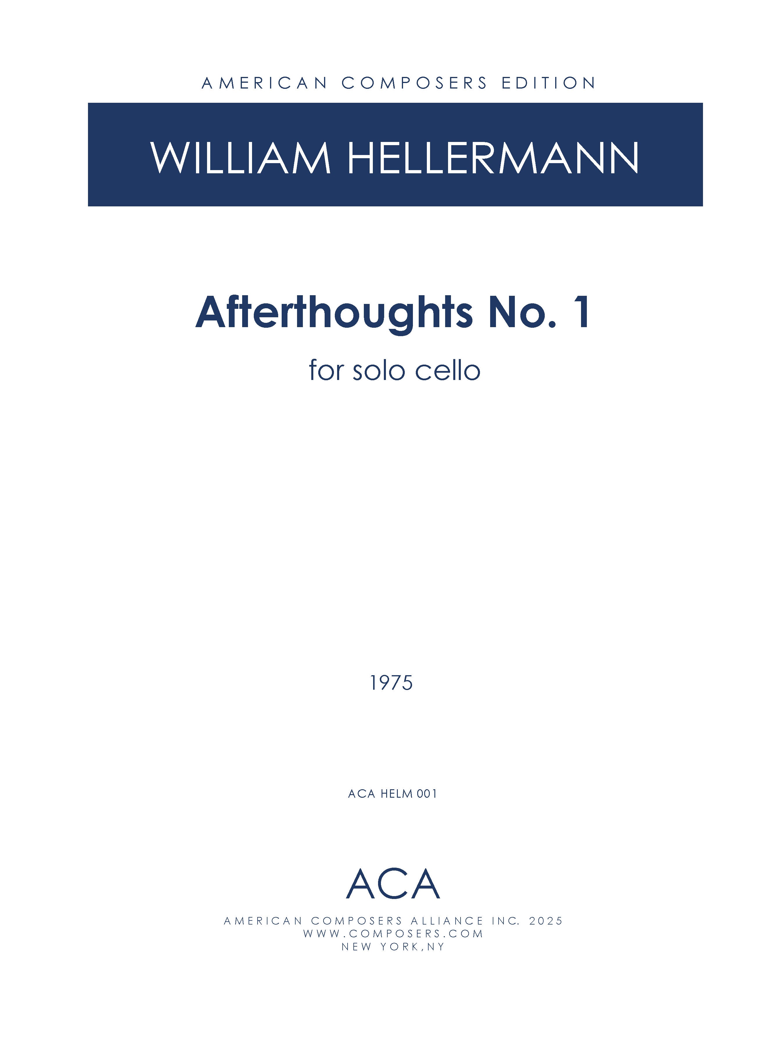 Afterthoughts No. 1 – American Composers Alliance