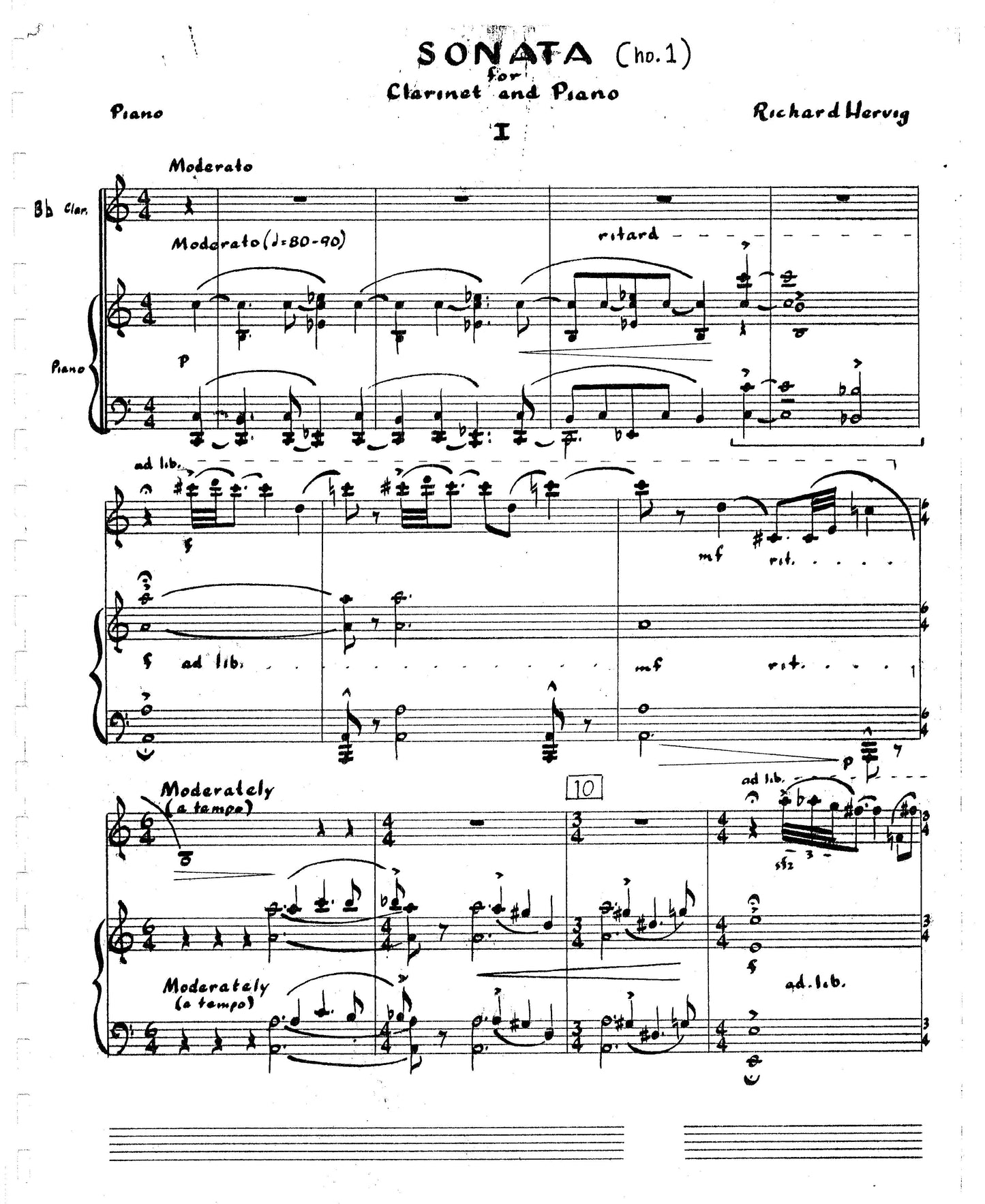 SONATA No. 1 for clarinet and piano