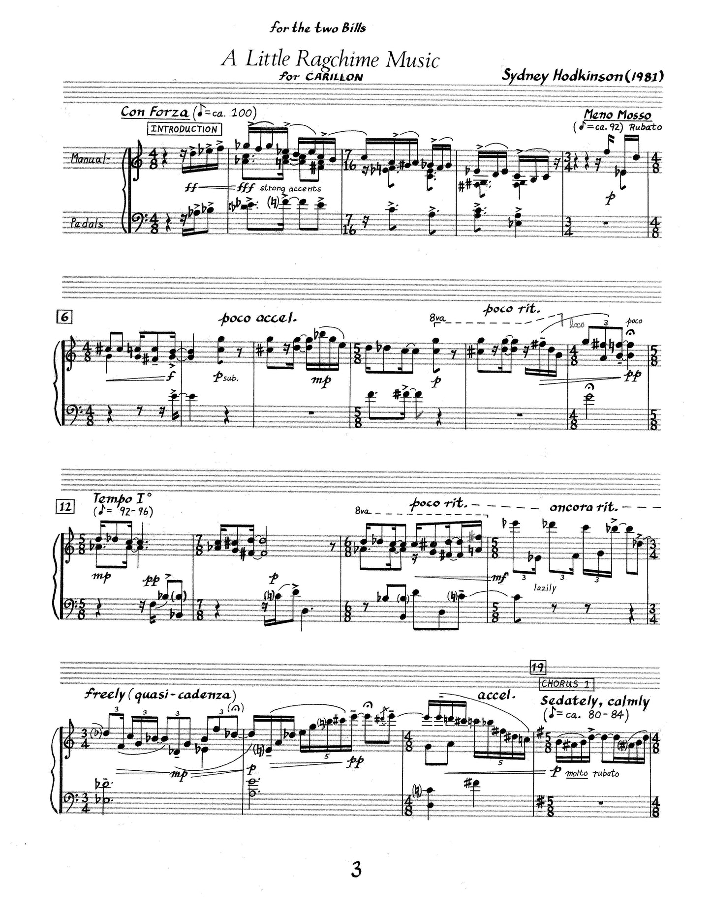 LITTLE RAG CHIME MUSIC for piano or carillon