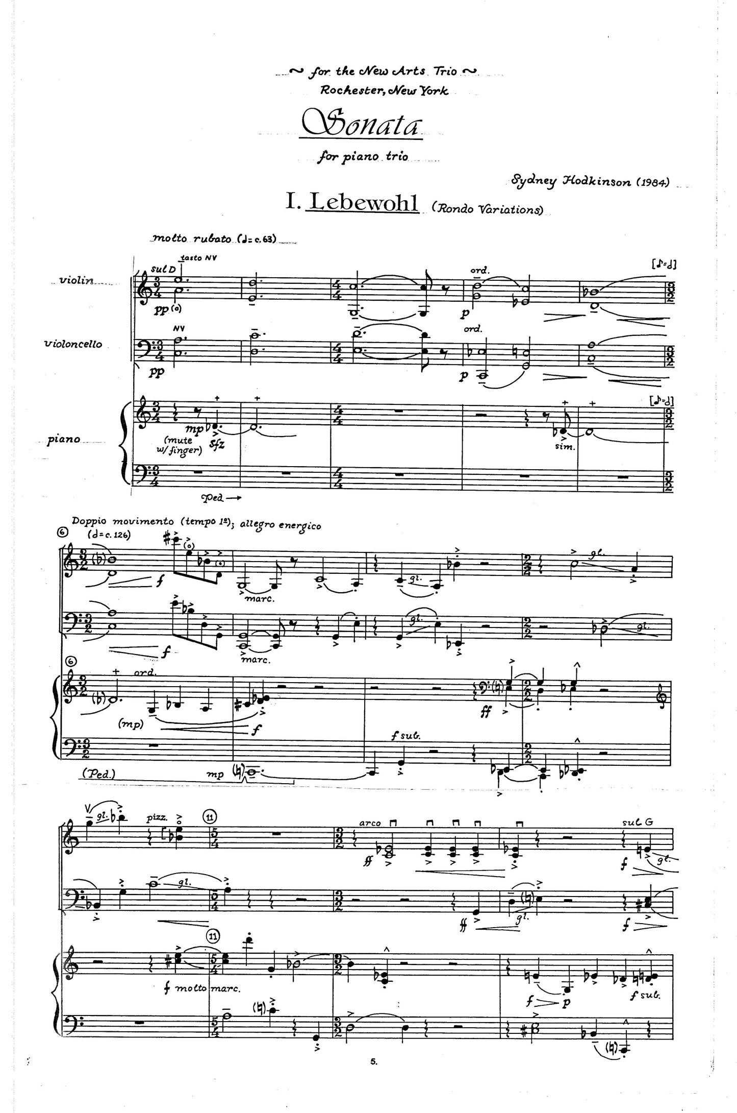 SONATA FOR PIANO TRIO DAS LEBEWOHL