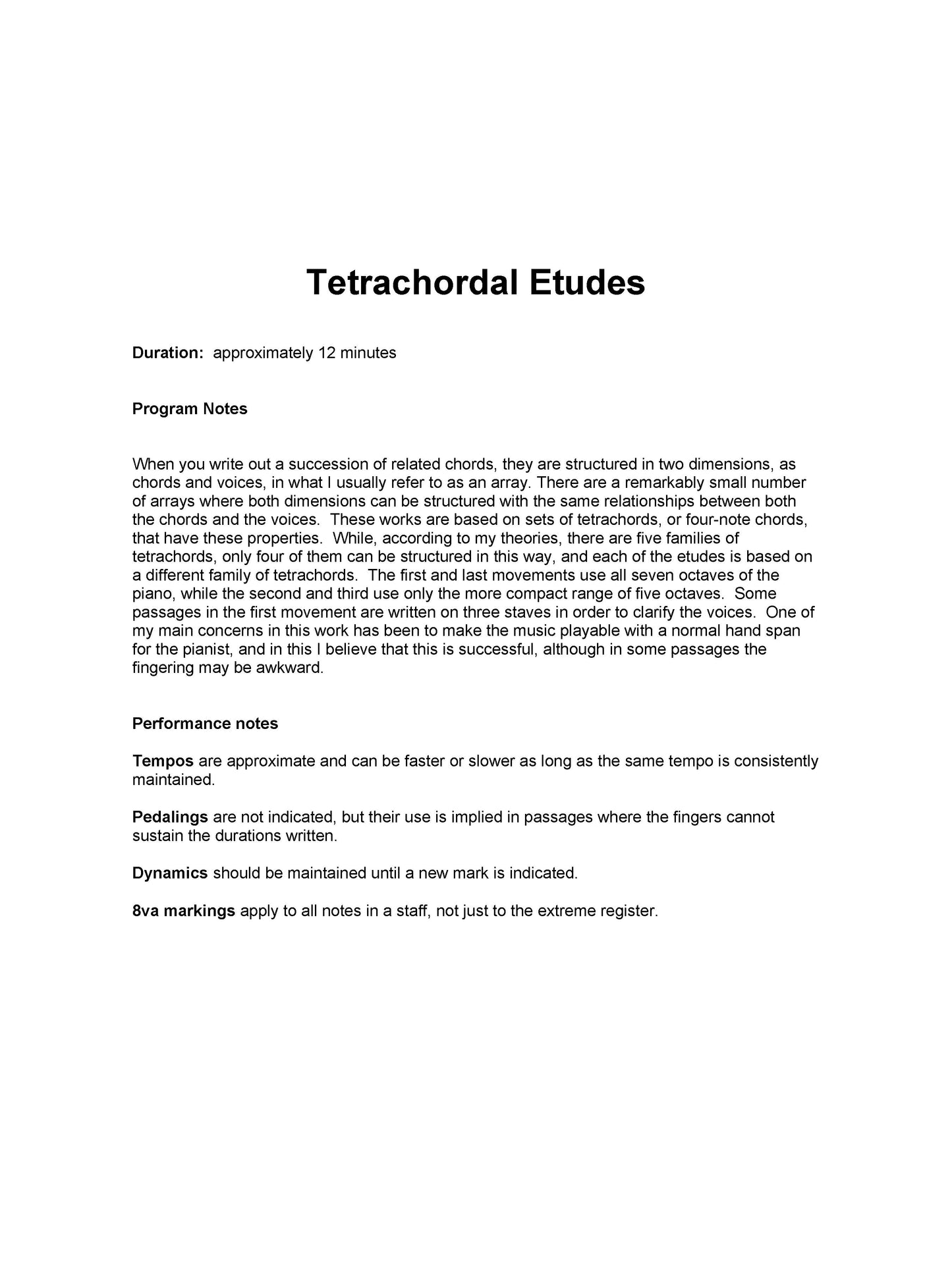 TETRACHORDAL ETUDES