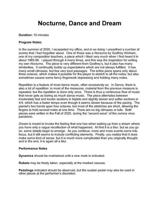 Nocturne, Dance, and Dream