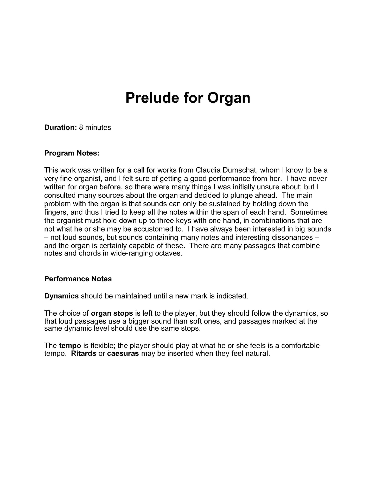 Prelude for Organ