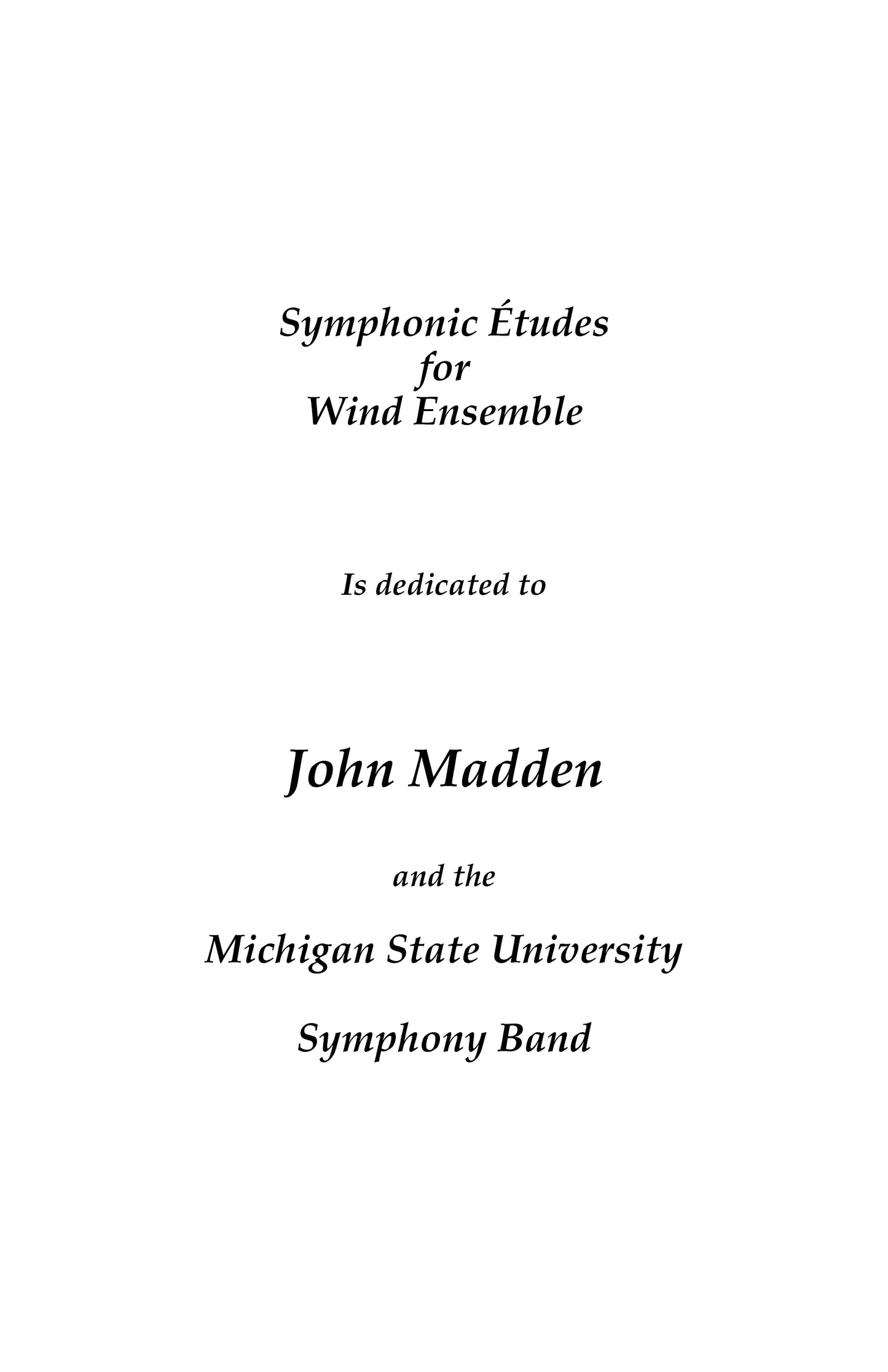 SYMPHONIC ETUDES FOR WIND ENSEMBLE