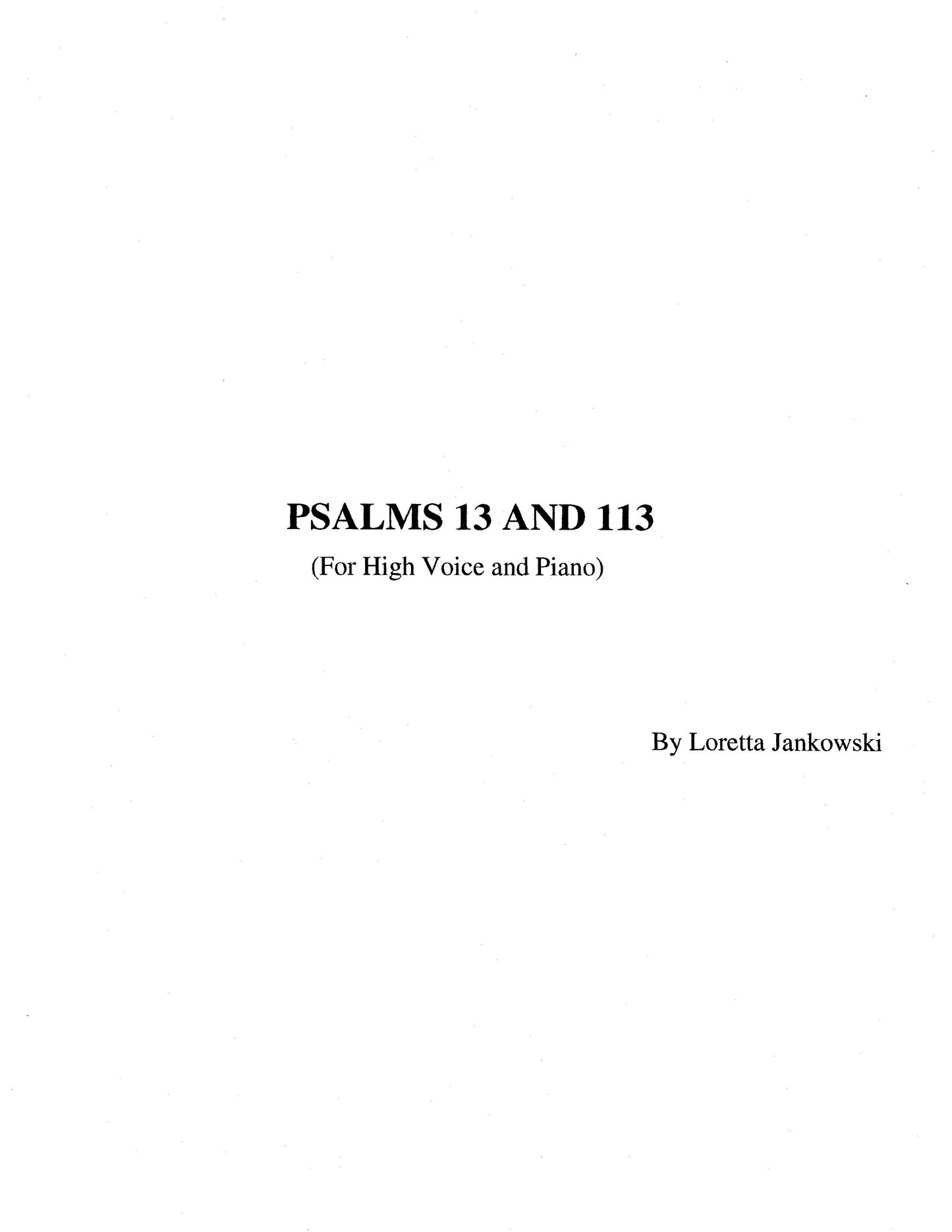 Psalms 13 + 113 (voice and piano version)