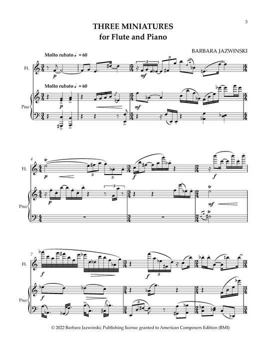 THREE MINIATURES FOR FLUTE & PIANO