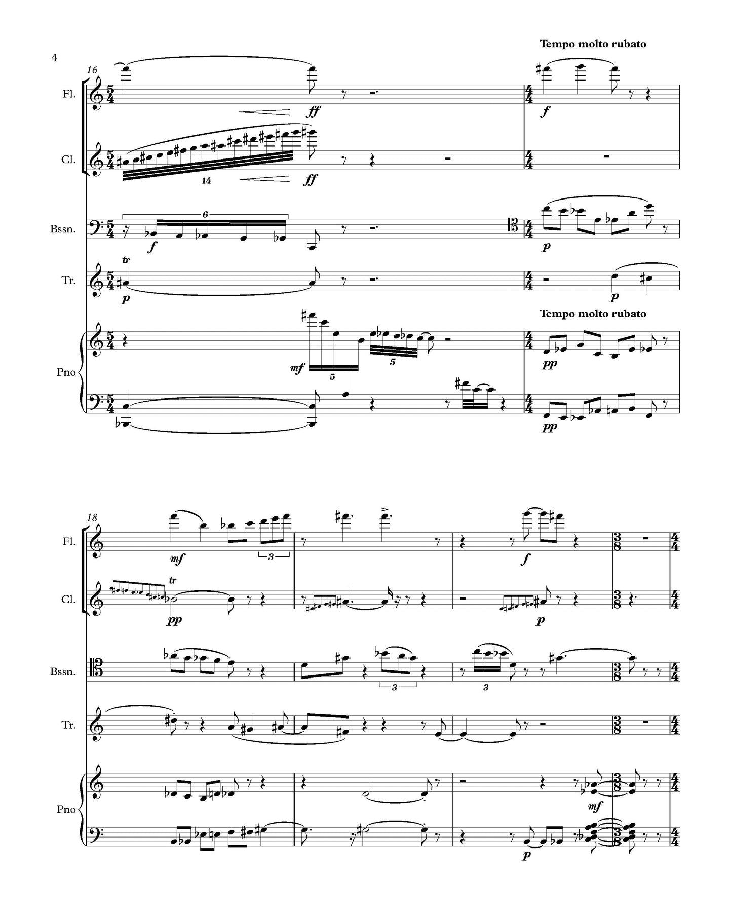 QUINTET for Flute, Clarinet, Bassoon, Trumpet, and Piano