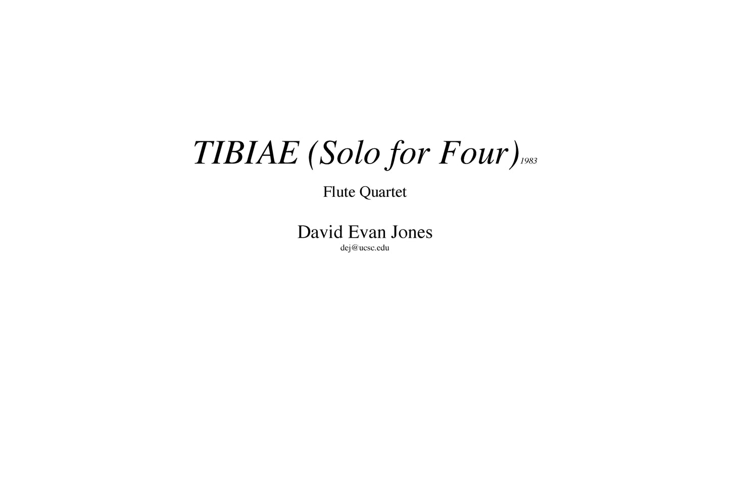 Tibiae (Solo for Four)