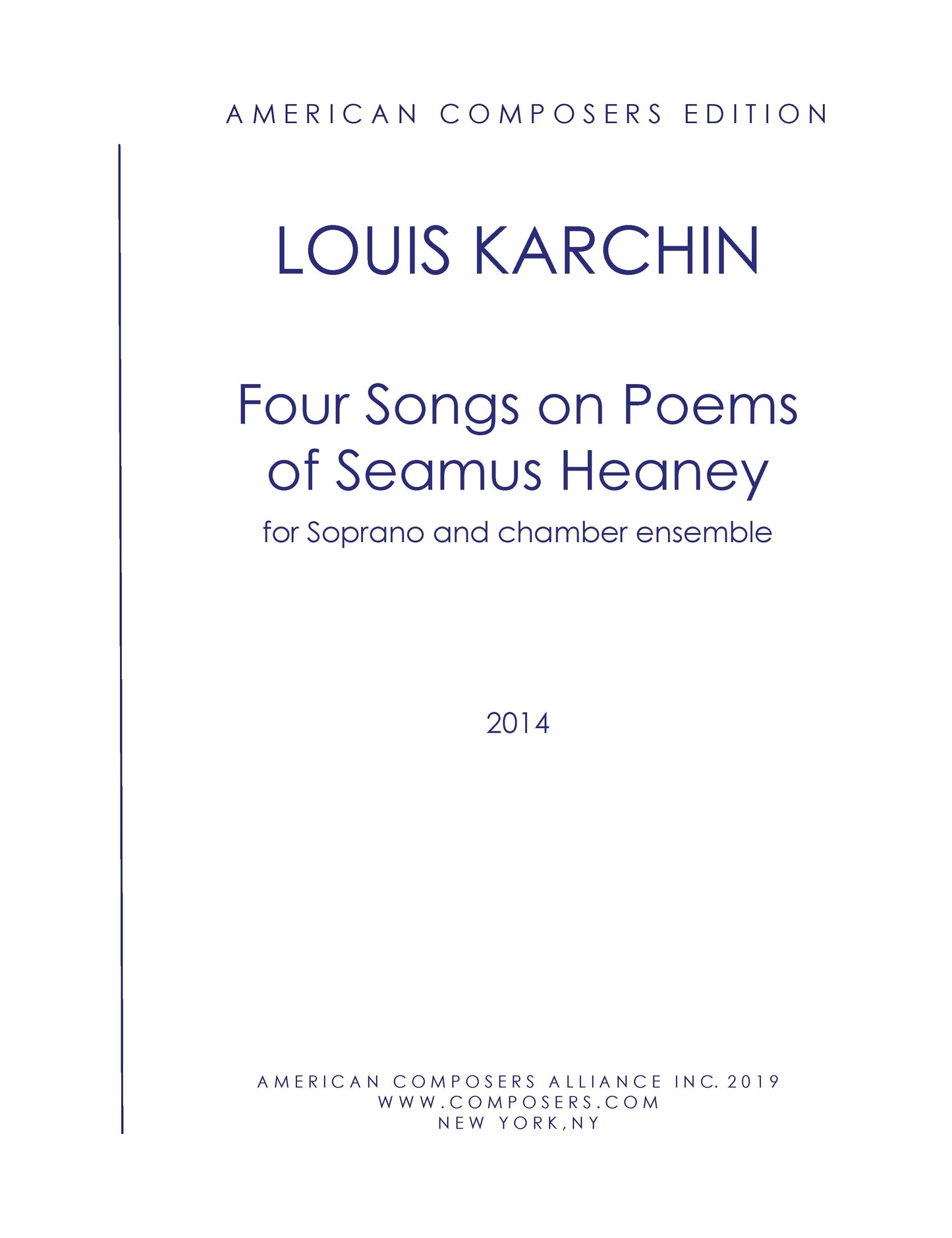 FOUR SONGS ON POEMS OF SEAMUS HEANEY