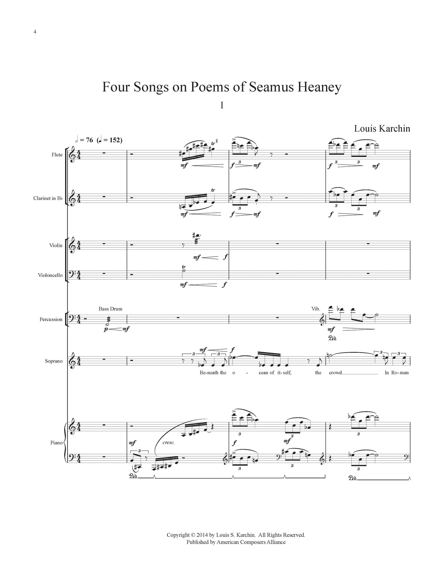 FOUR SONGS ON POEMS OF SEAMUS HEANEY