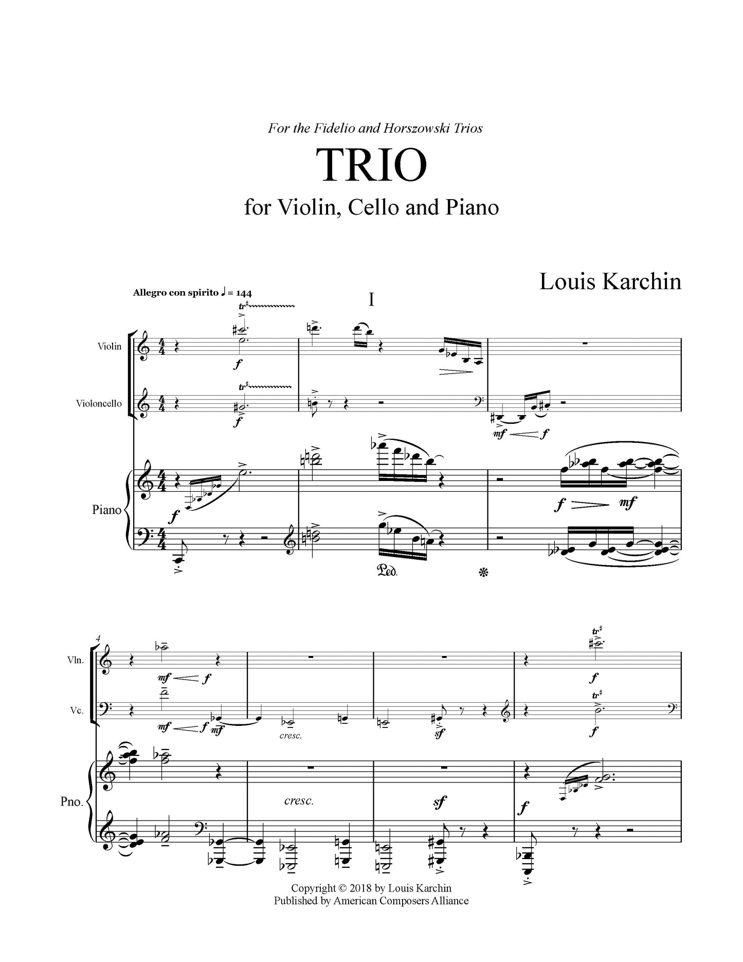 TRIO FOR VIOLIN, CELLO, AND PIANO