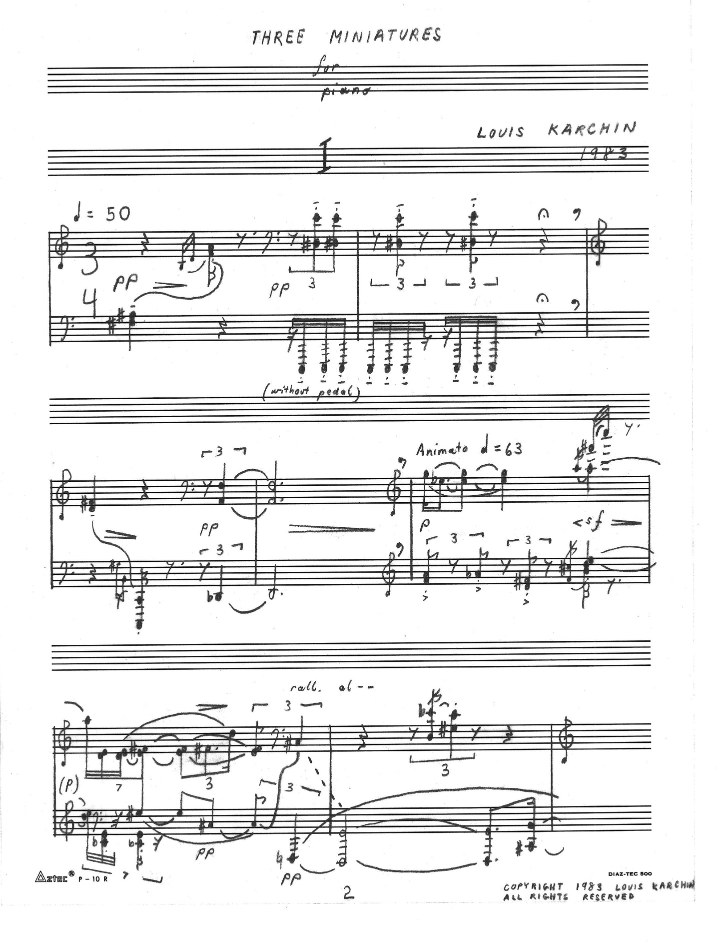 THREE MINIATURES FOR PIANO