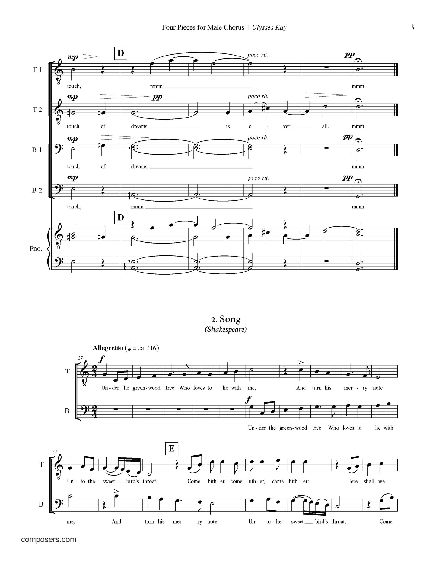 Four Pieces for Male Chorus