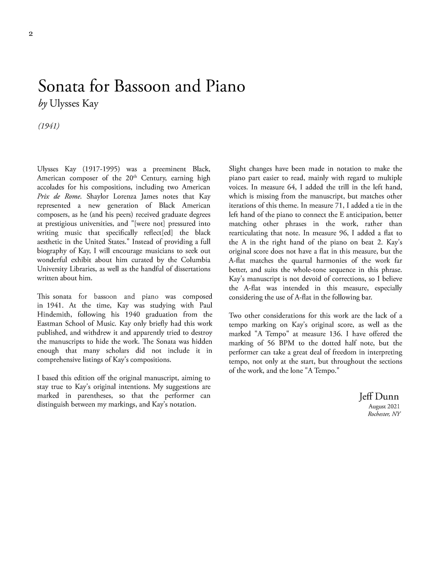 Sonata for Bassoon and Piano