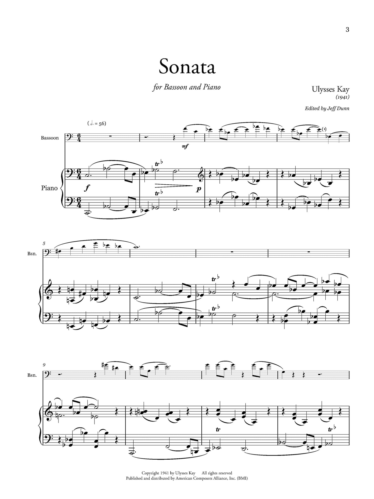 Sonata for Bassoon and Piano