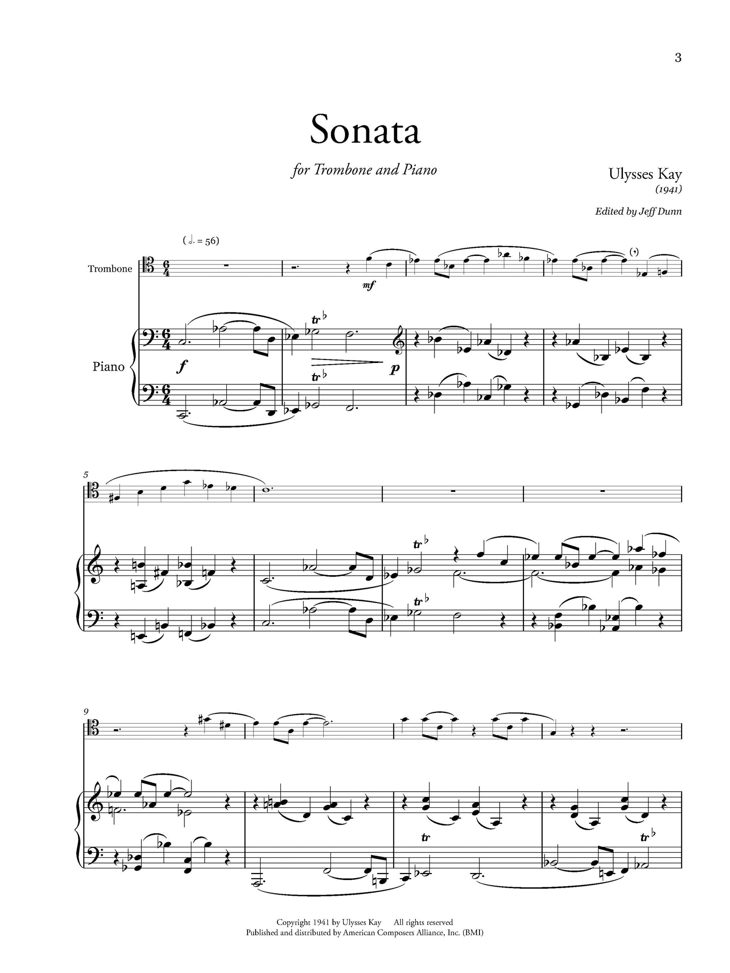 Sonata for Bassoon and Piano (arr. for Trombone and Piano)