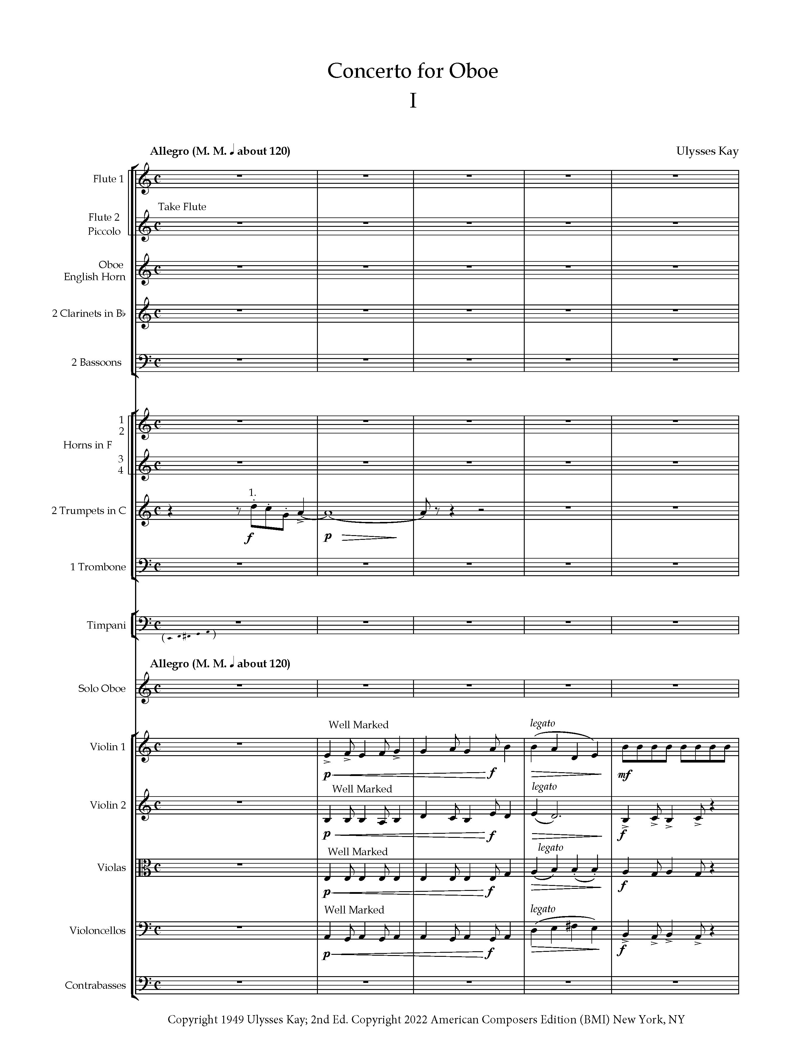 Concerto for Oboe and Orchestra full score – American Composers